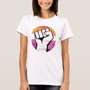 Lesbischer Stolz-Faust-Kreis-Druck T-Shirt