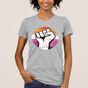 Lesbischer Stolz-Faust-Kreis-Druck T-Shirt