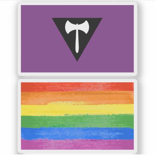 Lesbischer Stolz-Flag Lila Ax Aufkleber (Vorderseite)
