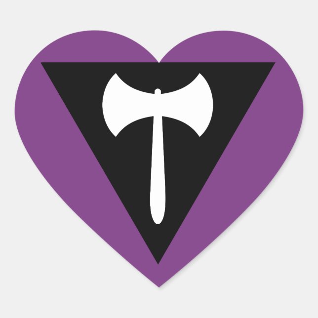 Lesbischer Stolz-Flag Lila Ax Herz-Aufkleber (Vorderseite)