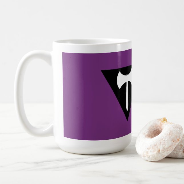 Lesbischer Stolz-Flag Lila Ax Kaffeetasse (Mit Donut)
