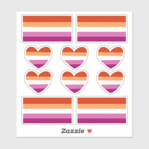 Lesbischer Stolz - Herz und Flaggen-Aufkleber Aufkleber