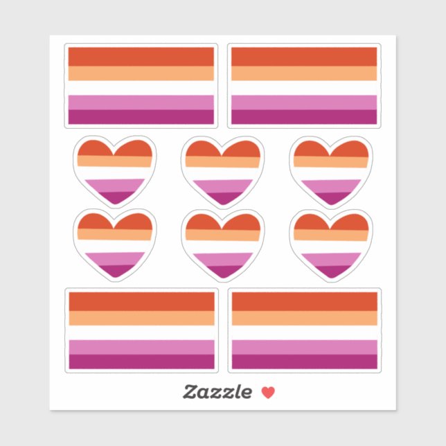 Lesbischer Stolz - Herz und Flaggen-Aufkleber Aufkleber (Blatt)