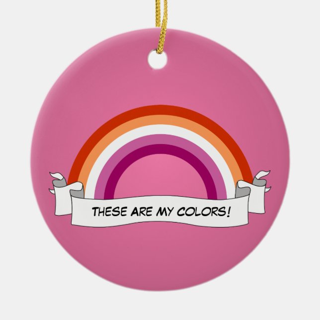 Lesbischer Stolz Regenbogenschmuck Keramik Ornament (Vorne)