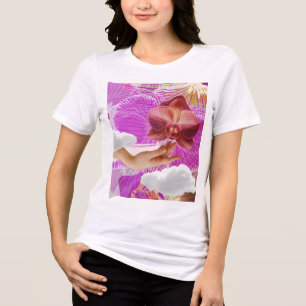 Lesbischer Stolz Rosa Orchidee Ästhetik Sapphisch Tri-Blend Shirt
