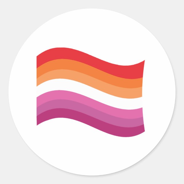 Lesbischer Sunset Pride Wavy Flag Runder Aufkleber (Vorderseite)