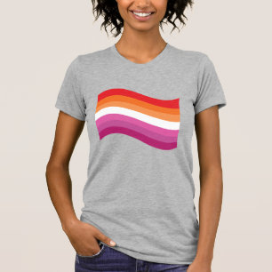 Lesbischer Sunset Pride Wavy Flag T-Shirt