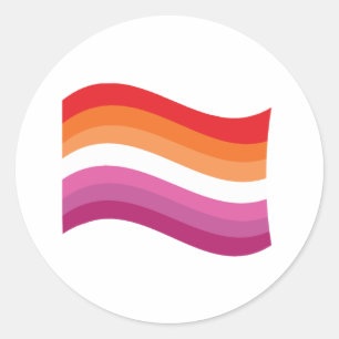 Lesbischer Sunset Pride Wellenflagge Runder Aufkleber