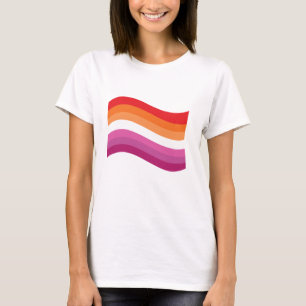 Lesbischer Sunset Pride Wellenflagge T-Shirt