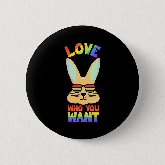 Lesbisches LGBT-Kaninchen Button (Vorderseite)