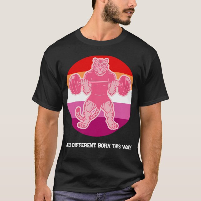 Lesbisches Pride-Tiger-Lifter-Gym-Shirt — Born Thi T-Shirt (Vorderseite)