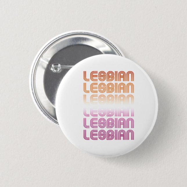Lesbisches Retro-Musterdesign Button (Vorne & Hinten)