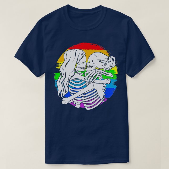 Lesbisches Skelettpärchen - Stolz auf Lesben für H T-Shirt (Design vorne)