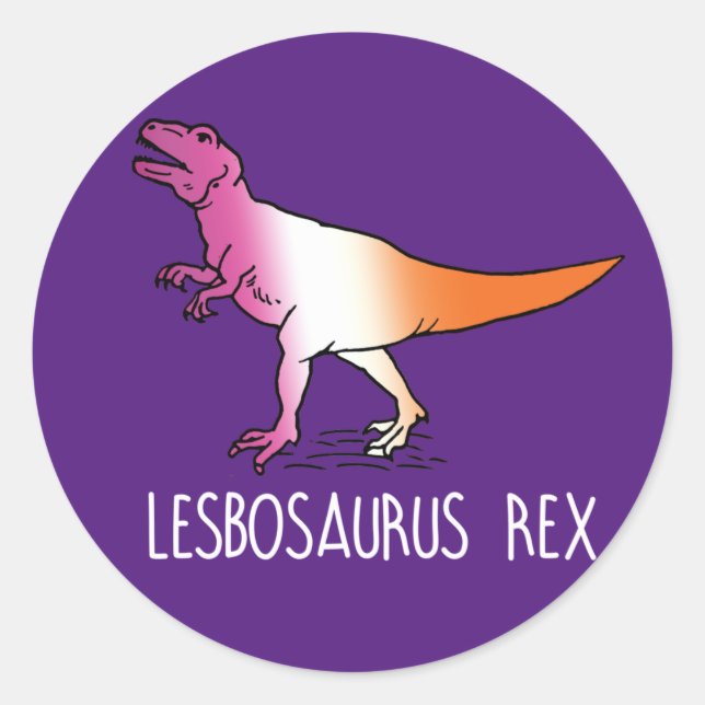LESBOSAURUS REX T - Shirt Runder Aufkleber (Vorderseite)