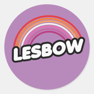 LESBOW (Lesbischer Regenbogen) T-Shirt Runder Aufkleber