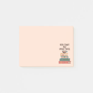 Lese Bücher und trinke Kaffee Post-it-Notizen Post-it Klebezettel