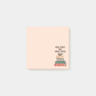 Lese Bücher und trinke Kaffee Post-it-Notizen Post-it Klebezettel