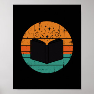 Lese Kinderbücher lustige Retro Männer im Vintage Poster