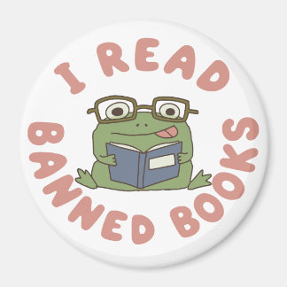 Lese verbotene Bücher Lustiger Frosch beim Lesen Magnet
