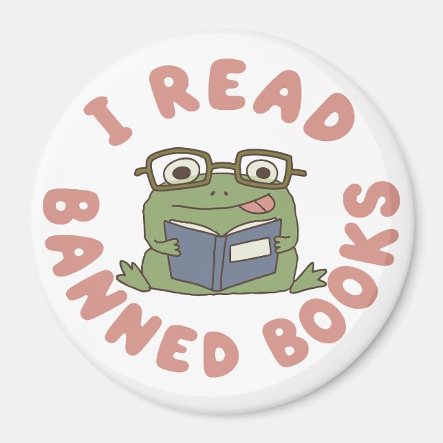 Lese verbotene Bücher Lustiger Frosch beim Lesen Magnet (Vorne)