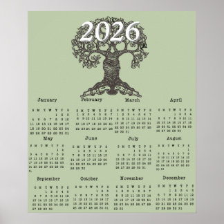 Lesebaum 2026 Ein-Seiten-Kalenderposter Poster