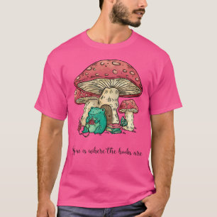 Lesefans Niedliches Cottagecore-Frosch-Buch Pilz T-Shirt