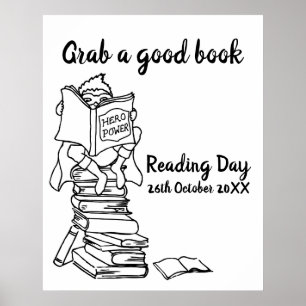 Leseheld über Bücherfarbe in der Schule Poster