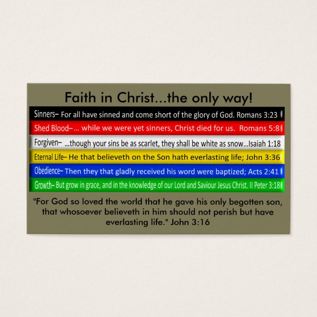 Lesekarte für Wordless Book (Vorderseite)