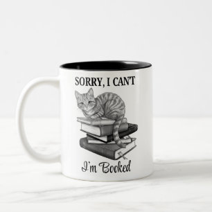 Lesekatze Ich bin gebucht Schwarz und Weiß Zweifarbige Tasse