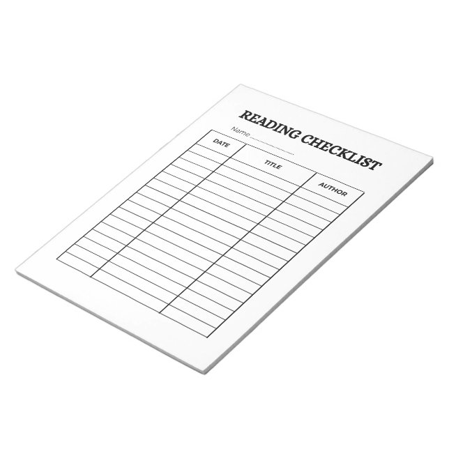Lesekontrolllisten-Tracker Notizblock (angewinkelt)