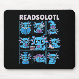 Leseliebhaber blauer Axolotl Buchliebhaber lustige Mousepad