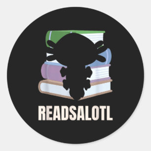 Leselotter lustiger Leser Axolotl Bücherwurm Runder Aufkleber