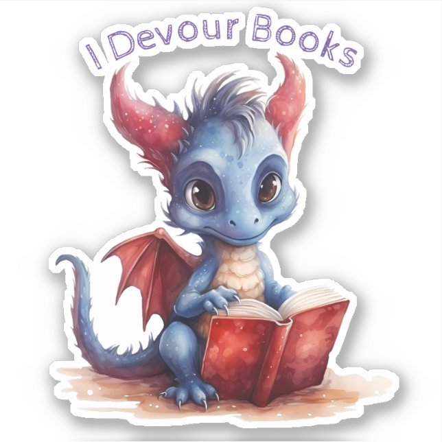 *~* Lesen Baby Dragon AP88 I DEVOUR Bücher Niedlic Aufkleber (Vorderseite)