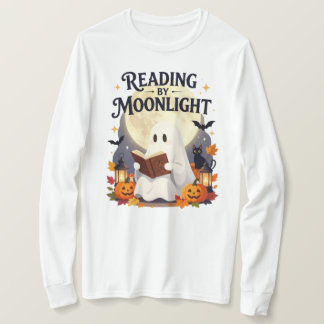 Lesen beim Mondlicht Geist Halloween T-Shirt