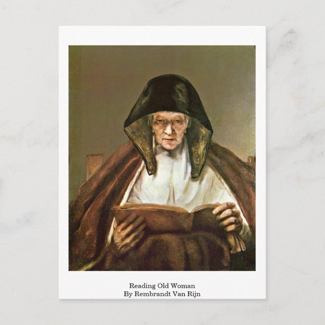 Lesen der alten Frau von Rembrandt Van Rijn Postkarte (Vorderseite)