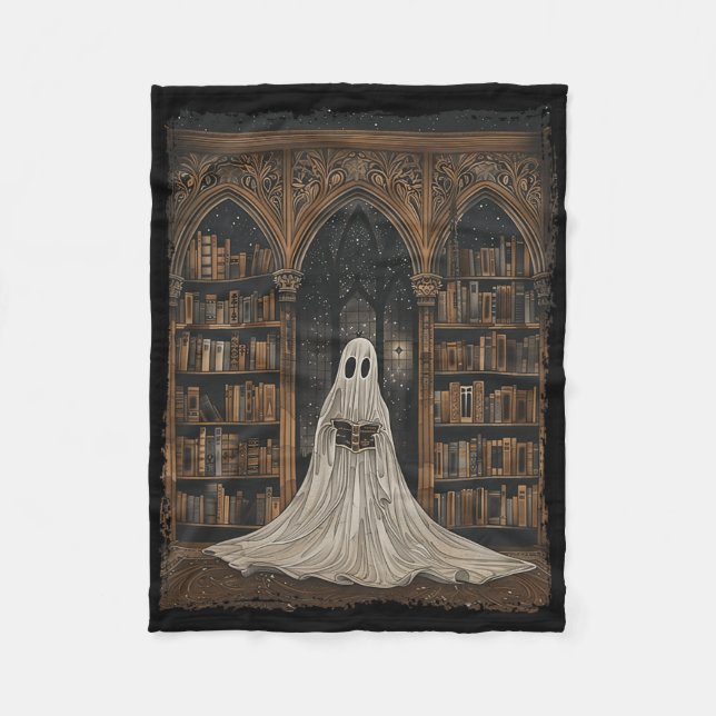 Lesen der Ghost Library Halloween Librarian Book L Fleecedecke (Vorderseite)