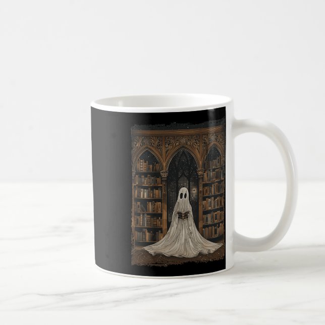 Lesen der Ghost Library Halloween Librarian Book L Kaffeetasse (Rechts)