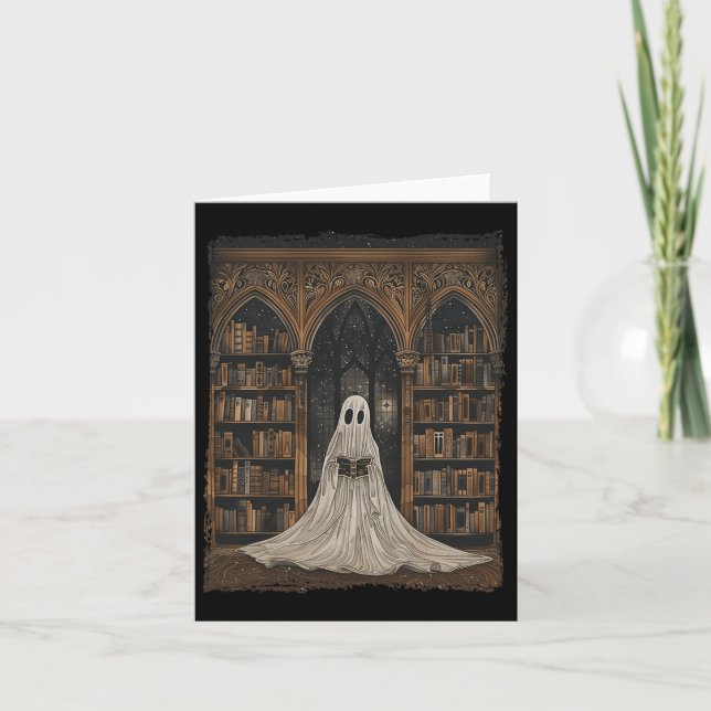 Lesen der Ghost Library Halloween Librarian Book L Karte (Vorderseite)