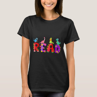 Lesen Dinosaurier lustiger T-Rex Dino Buchliebhabe T-Shirt