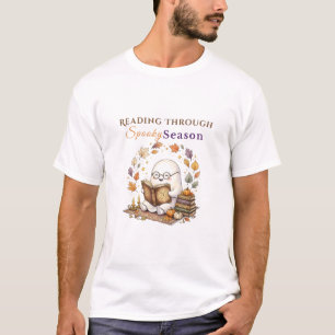 Lesen durch die Gruselsaison   Cozy Geist Lesen T-Shirt