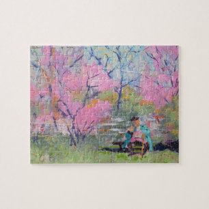 Lesen ihres Briefes Redbuds / Künstler Larry Lerew Puzzle
