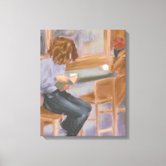 Lesen im Café Leinwanddruck