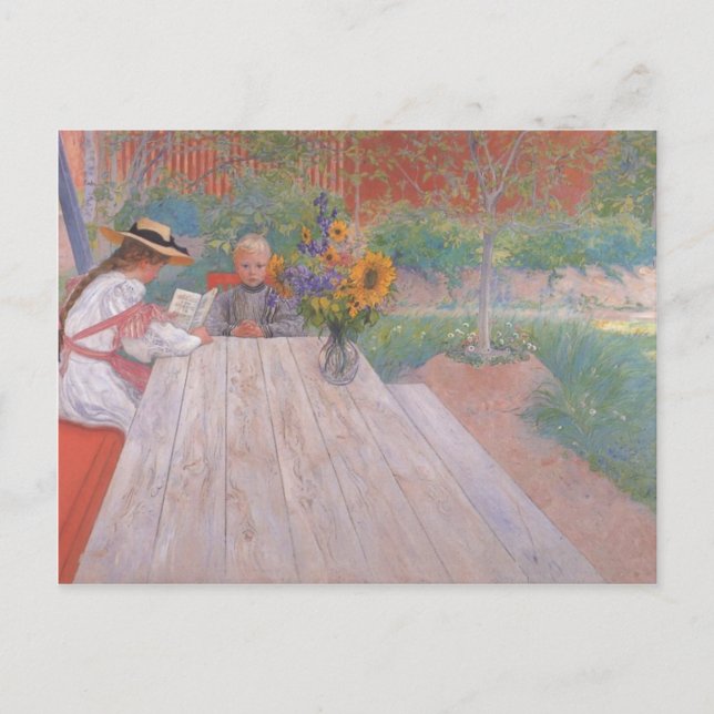Lesen in Brother Outside Postkarte (Vorderseite)