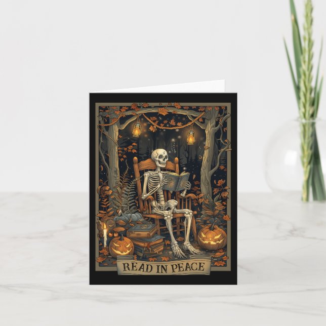Lesen in Peace Skeleton Halloween Las Banned Books Karte (Vorderseite)