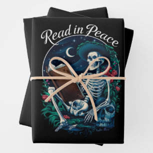 Lesen in Peace Skeleton Lesebuch Geschenkpapier Set