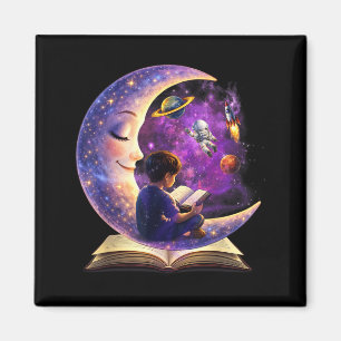 Lesen ist aus dieser Welt Mond-Lesebuch Magnet
