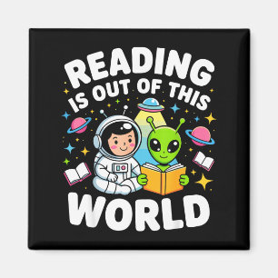 Lesen ist außerirdisch Weltraum-Astronaut-Bücher Magnet