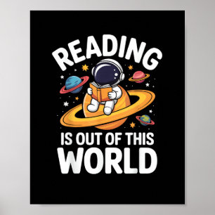 Lesen ist Außerirdische Welt Lustige Raum Bücher L Poster