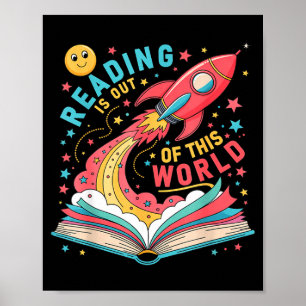 Lesen ist außerirdischer Astronaut Weltraum Buch Poster
