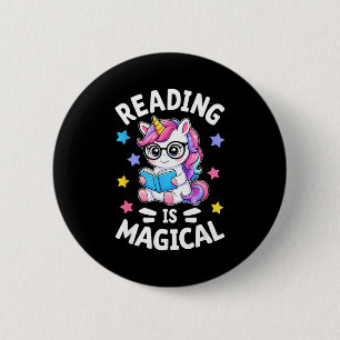 Lesen ist ein magischer süßer Einhorn-Bibliothekar Button